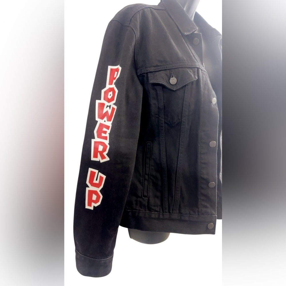 Levi's Super Mario Men's Black Denim Jacket Size M  PIT TO PIT 21 LENGTH 25 NWOT - Picture 9 of 14